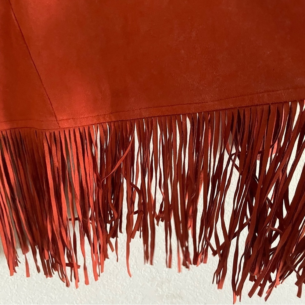 Midnight Velvet woman fringe orange top size XL sheer sleeve chic western - Picture 4 of 11